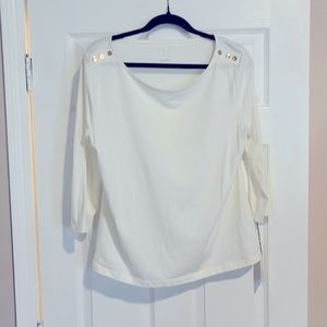 NWT A New Day Long Sleeve Tee White-Size XL